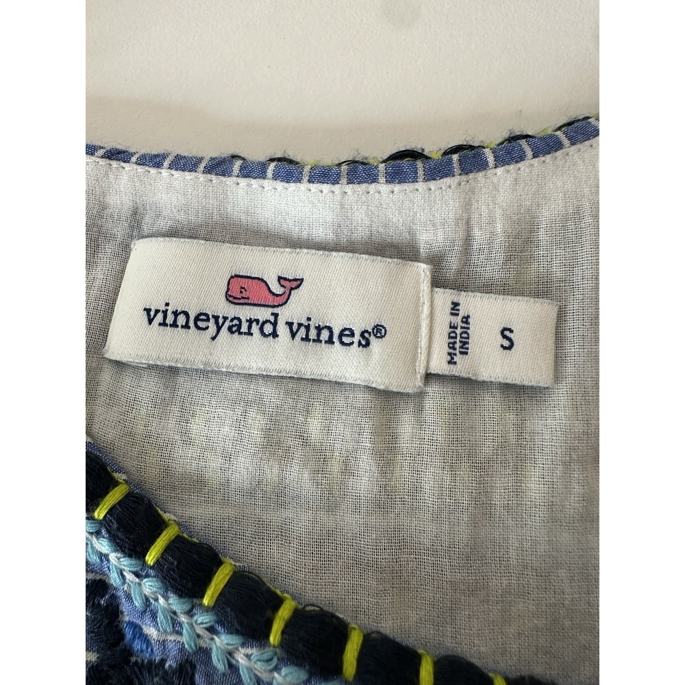 Vineyard Vines Dress Women's Small Yarn Dye‎ Stripe Embroidered Beach Bohemian - Picture 4 of 8